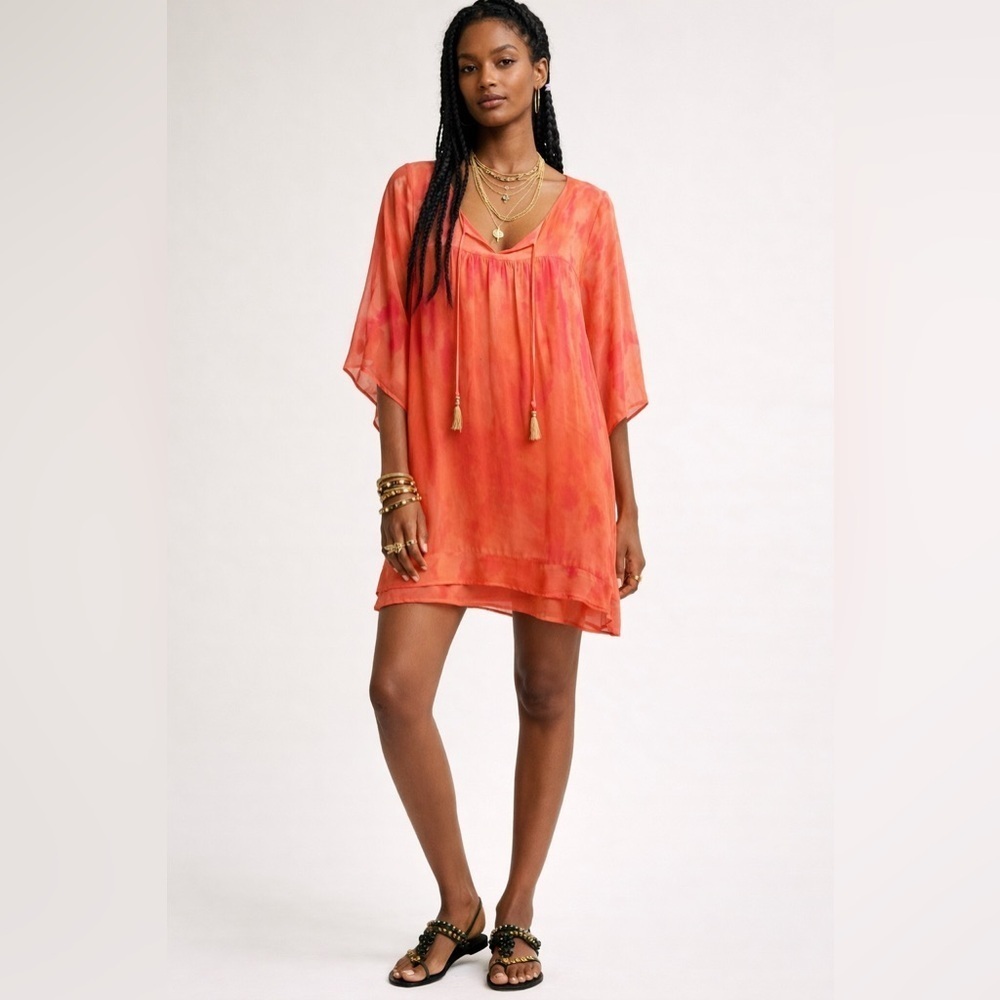 Gypsy 05 silk orange and pink tunic dress. Size XS